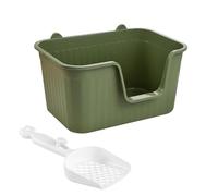 YTBHSHXZ large cat litter trays， Cat Litter Basin Open Top Pet Litter Tray Bedpan Portable Kitten Potty Toilet Anti Splashing Cat Litter Tray with High Side, Large(Green,L)