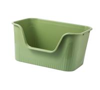 YTBHSHXZ large cat litter trays, Cat Litter Basin, Open Top Pet Litter Tray, Kitten Toilet Anti Splashing Bedpan with High Side, Cat Litter Tray,(Green)