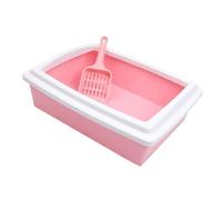 YTBHSHXZ large cat litter trays, Cat Litter Basin Open Top Pet Litter Tray with High Sides Durable Splashproof Kitty Litter Pan for All Kinds of Cat Litter,(Pink)