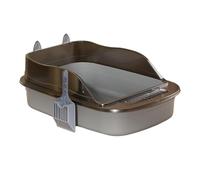 YTBHSHXZ large cat litter trays, High Sided Cat Litter Boxes, Open Top Pet Litter Tray, Anti Splashing Pet Litter Trays with High Sides,(Gray)