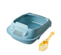 YTBHSHXZ large cat litter trays， Kitten Toilet Cat Litter Basin with Spoon Heighten for All Kinds of Cat Litter Easy to Clean Accessories,(Blue,30x41x16cm)