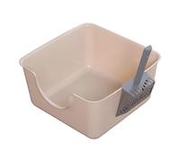 YTBHSHXZ large cat litter trays, Open Top Pet Litter Tray Cat Litter Basin Kitty Litter Pan Splashproof and Litter Scooper Heighten for All Kinds of Cat Litter,(Yellow)