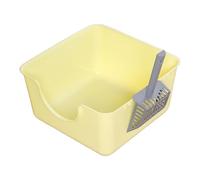 YTBHSHXZ large cat litter trays, Open Top Pet Litter Tray Cat Litter Basin Kitty Litter Pan Splashproof and Litter Scooper Heighten for All Kinds of Cat Litter,(Gray)