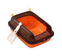 YTBHSHXZ large cat litter trays, Semi Enclosed Cat Heighten Deep Loo Large Bedpan Cat Litter Basin Kitten Potty Toilet Pets Accessories Easy to Clean and Assemble,