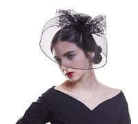 YTBHSHXZ， Large Fascinator Mesh Headpiece Cocktail Party Ladies Feather Gauze Hair Clip Accessories(A)
