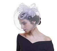 YTBHSHXZ， Large Fascinator Mesh Headpiece Cocktail Party Ladies Feather Gauze Hair Clip Accessories(B)