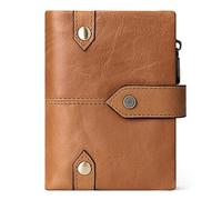 YTBHSHXZ Men's Leather Wallets Slim Purse Coin Pouch Holder and Zipper Pocket Credit Card Genuine(Oranje)