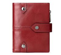 YTBHSHXZ Men's Leather Wallets Slim Purse Coin Pouch Holder and Zipper Pocket Credit Card Genuine(Red)