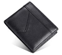 YTBHSHXZ Mens Wallet with Blocking, 2 Banknote Compartments, 1 ID Window Leather Credit Card Holders(Black)