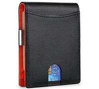 YTBHSHXZ Mens Wallet with Blocking Bifold Slim Men's Leather with Dollar Clip,Muti-Functional 9 Card Slot(Oranje)