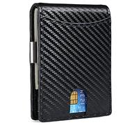 YTBHSHXZ Mens Wallet with Blocking Bifold Slim Men's Leather with Dollar Clip,Muti-Functional 9 Card Slot(Carbon Black)
