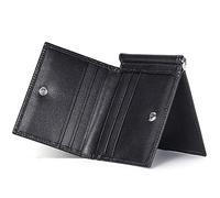 YTBHSHXZ Mens Wallet with Blocking The Retro Trifold, 1ID Window, 1phото Bit,Bill Folder Minimalist Wallets(Black)