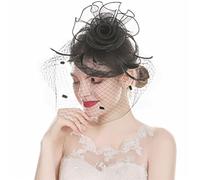 YTBHSHXZ, Mesh Flower Feather Headband Fascinator Hair Clips For Women Vintage Tea Party Hats Accessories(Black)