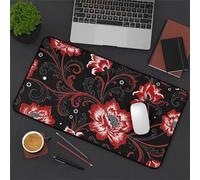 YTBHSHXZ mouse mat， Black Red Peonies Long Computer Keyboard Mousepad Mouse Mat Washable with Slip Rubber Base(1200x600x3mm)