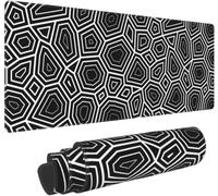 YTBHSHXZ mouse mat， Geometric Lines Black White Long Computer Keyboard Mousepad Mouse Mat Washable with Slip Rubber Base(700x400x3mm)