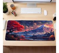 YTBHSHXZ mouse mat， Landscape Mountain Red Trees Mat with Stitched Edges,Non-Slip Base Keyboard Mousepad for Home Office Gaming(900x400x2mm)