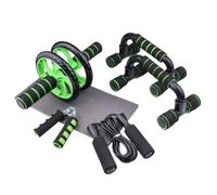 YTBHSHXZ, Muscle Exercise Equipment Abdominal Press Wheel Roller Home Fitness Equipment Trainer With Push UP Bar Set(Grün)