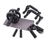 YTBHSHXZ, Muscle Exercise Equipment Abdominal Press Wheel Roller Home Fitness Equipment Trainer With Push UP Bar Set(Black)
