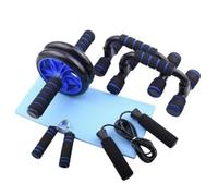 YTBHSHXZ, Muscle Exercise Equipment Abdominal Press Wheel Roller Home Fitness Equipment Trainer With Push UP Bar Set(Blue)