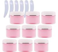 YTBHSHXZ Pack of 12, Empty 150 ml Pink Double Wall Plastic Cosmetic Jars with Silver Ribbon, Face Cream Container Pot
