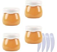 YTBHSHXZ Pack of 4, Empty Pink 10ml Plastic Cosmetic Jars Container pot Lip Balm Lotion Storage Container Face CreamTravel Bottle + 4 X Spatula(Geel)