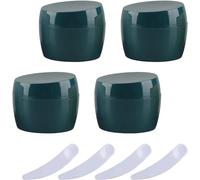 YTBHSHXZ Pack of 4, Empty White 50ml Plastic Cosmetic Jars Container pot with lid Lotion Storage Container Face CreamTravel Bottle + 4 X Spatula(Groen)