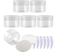 YTBHSHXZ Pack of 6, 100ml Blue Plastic Cream Jars Cosmetic Pots with Clear Lids Containers for Toiletries(Transparent,100ml)