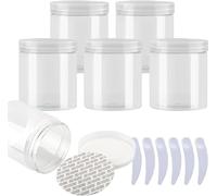 YTBHSHXZ Pack of 6, 100ml Blue Plastic Cream Jars Cosmetic Pots with Clear Lids Containers for Toiletries(Transparent,250ml)