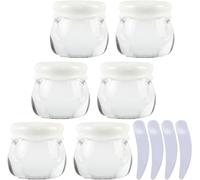 YTBHSHXZ Pack of 6, Empty Pink 10ml Plastic Cosmetic Jars Container pot Lip Balm Lotion Storage Container Face CreamTravel Bottle + 4 X Spatula(Clear)