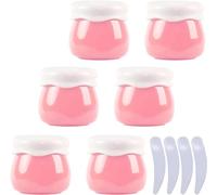 YTBHSHXZ Pack of 6, Empty Pink 10ml Plastic Cosmetic Jars Container pot Lip Balm Lotion Storage Container Face CreamTravel Bottle + 4 X Spatula(Roze)