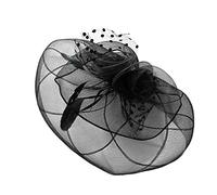 YTBHSHXZ， Party Prom Shiny Hair Clip Lady's Fascinator Hat Feathered Hair Accessories Church Hair Barret(Black)