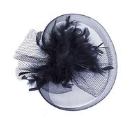 YTBHSHXZ， Party Prom Shiny Hair Clip Lady's Fascinator Hat Feathered Hair Accessories Church Hair Barret(Black1)