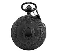 YTBHSHXZ Pocket Watch and Chain, Men's Quartz Shield Pocket Watch Roman Numerals Chain Gift(Black)