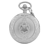 YTBHSHXZ Pocket Watch and Chain, Men's Quartz Shield Pocket Watch Roman Numerals Chain Gift(Silver)