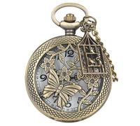 YTBHSHXZ Pocket Watch and Chain, Vintage Hollow Butterfly Pocket Watch Bird Cage Accessories Quartz Watch Gift for Men and Women Students