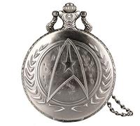 YTBHSHXZ Pocket Watch and Chain, Vintage Trek Themed Quartz Pocket Watch Necklace Gift for Men and Women(Gray)