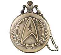 YTBHSHXZ Pocket Watch and Chain, Vintage Trek Themed Quartz Pocket Watch Necklace Gift for Men and Women(Bronze)