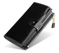 YTBHSHXZ Protected Soft TouchCredit Card Wallet Currency Note Sections Genuine Leather Mens(Black)