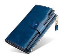 YTBHSHXZ Protected Soft TouchCredit Card Wallet Currency Note Sections Genuine Leather Mens(Blu)