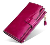 YTBHSHXZ Protected Soft TouchCredit Card Wallet Currency Note Sections Genuine Leather Mens(Purple)