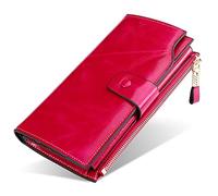 YTBHSHXZ Protected Soft TouchCredit Card Wallet Currency Note Sections Genuine Leather Mens(Roze)