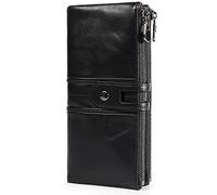 YTBHSHXZ Soft Touch with Coin Pocket Money Compartment Zipper Minimalist Genuine Leather Wallet(Black)