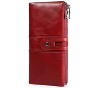 YTBHSHXZ Soft Touch with Coin Pocket Money Compartment Zipper Minimalist Genuine Leather Wallet(Red)