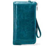 YTBHSHXZ Wallet with 9 Card Holder, Id Window and Coin Pocket Leather Wallets Mens,Long(Blu)