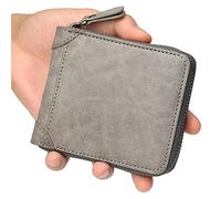 YTBHSHXZ Wallets Mens Slim Bifold Wallet, Blocking Genuine Leather with Zip Coin Pocket, Flip(Grijs)