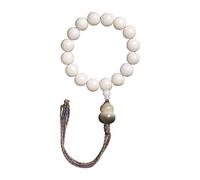 YTBHSHXZ White Jade Bodhi Root Beaded Bracelet Handmade Tassel Hand-Held Buddha Bead for Meditation Prayer(Wit)