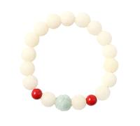 YTBHSHXZ White Jade Bodhi Root Lotus Hand String Buddha Beads Rosary for Men and Women with A Single Ring Bracelet,A(Wit)