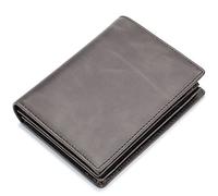 YTBHSHXZ with Blocking,Short Leather Multi-Card Slots Vertical Photo Album and Thickened Wallet(Grijs,Without Box)