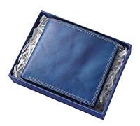 YTBHSHXZ with Blocking,Short Soft Leather ID Coin Card Money Holder with Gift Box(Blu)
