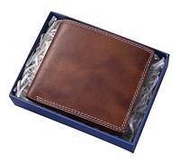 YTBHSHXZ with Blocking,Short Soft Leather ID Coin Card Money Holder with Gift Box(Bruin)